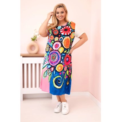 171458 4 saty plus size 2189 z viskozy s barevnym potiskem