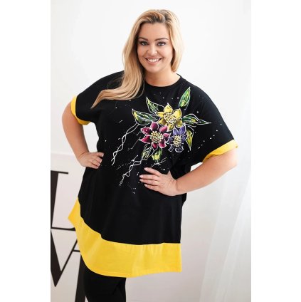 171701 tunika plus size 1661 s kvetinovym vzorem velikost uni barva zluta