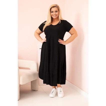 172466 4 saty plus size 21682 s kratkym rukavem a volanem velikost uni barva zelena