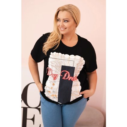173072 damska bavlnena halenka plus size s potiskem day dream