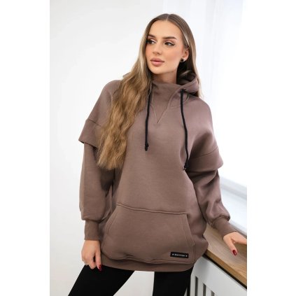 174311 zateplena mikina stand se stojackem velikost uni barva hneda