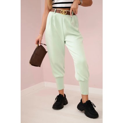 229335 viskozove kalhoty gilde s paskem velikost uni barva zelena svetle