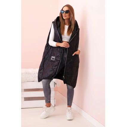 221309 damska prosivana vesta plus size s kapuci na zip janina velikost uni barva cerna