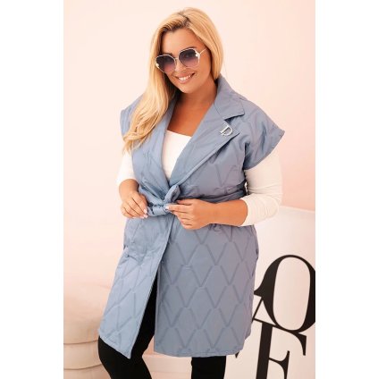 177074 24 damska vesta plus size prosivana s paskem a limcem velikost uni barva modra