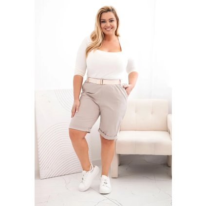 177410 sortky plus size art52231 s paskem velikost xl barva seda svetle