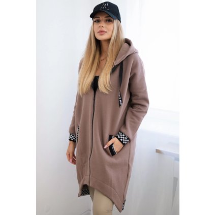 205826 mikina zita s kapuci na zip velikost uni barva bezova tmave