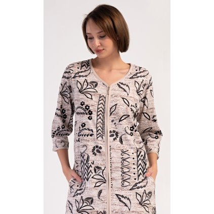 215774 damske domaci saty s trictvrtecnim rukavem elena barva bezova velikost 2xl