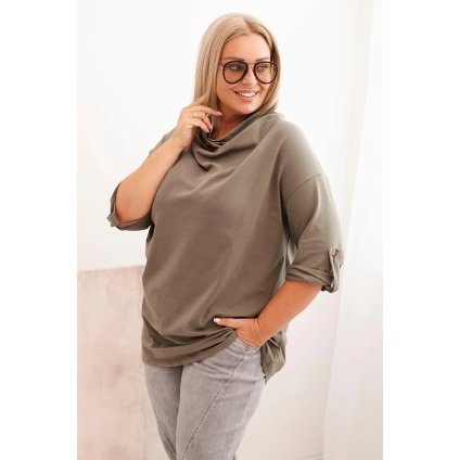 223106 damska bluza plus size s bavlnou volneho strihu s vodnim vystrihem velikost uni barva zelena