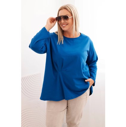 223115 damska bluza plus size s bavlnou kapsou a ohrnutym rukavem kiwi velikost uni barva smetanova