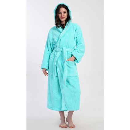 183875 damsky zupan dlouhy s kapuci mentolka barva zelena velikost m