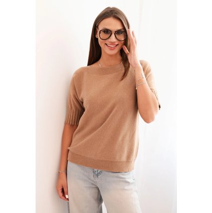 214940 damsky svetr z viskozy s kratkym rukavem ke velikost uni barva bezova