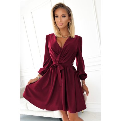 218153 bindy zenske saty s vystrihem vinova barva 339 3 velikost s m barva bordo