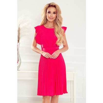 187088 layla plisovane saty s paskem malinova barva 396 2