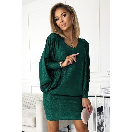 224519 numoco netopyri saty s vystrihem zelena se trpytkami 402 2 velikost s m barva zelena