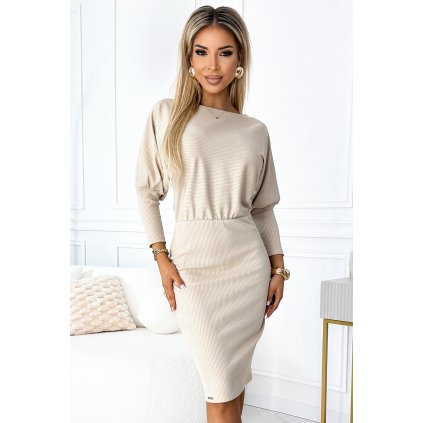 187658 lara pruhovane saty s manzetami v rukavech bezove 399 3