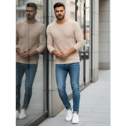 190058 pansky svetr pres hlavu bezovy wx1578 velikost s barva bezova