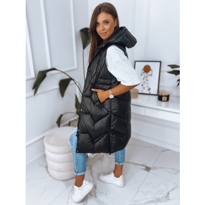 190919 8 cerna damska dlouha prosivana vesta s kapuci dstreet ty2832 velikost s barva cerna