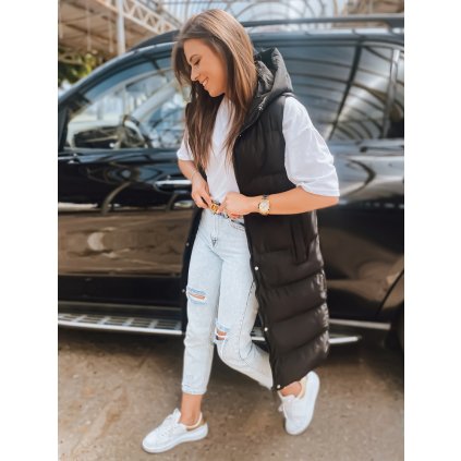 196022 10 cerna damska dlouha prosivana vesta s kapuci dstreet ty3030 velikost s barva cerna