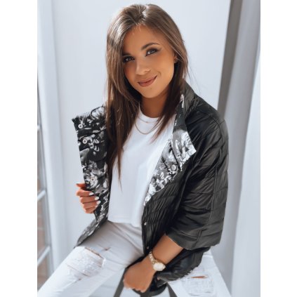 196331 damska prosivana bunda pink flower barva cerna dstreet ty3565 velikost s barva cerna