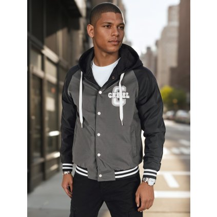 201389 panska bunda s kapuci dstreet tx5017 velikost m barva seda svetle