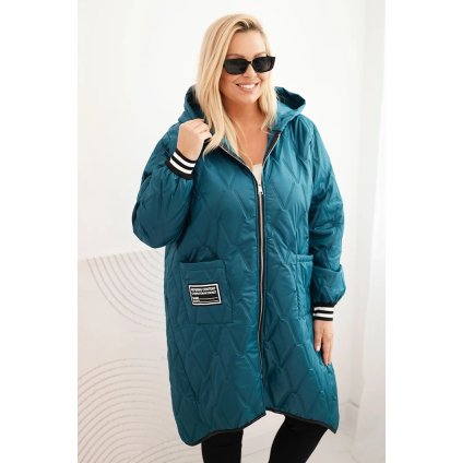 215048 damska bunda 5393 1 plus size prosivana s kapuci a sportovnimi manzetami velikost uni barva modra