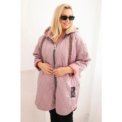 215093 damska bunda 5614 plus size prosivana s kapuci a napisem hope velikost uni barva ruzova tmave