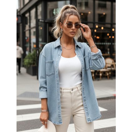 204104 5 damska dzinova kosile oversize blujanes dstreet dy0455 velikost s barva modra svetle