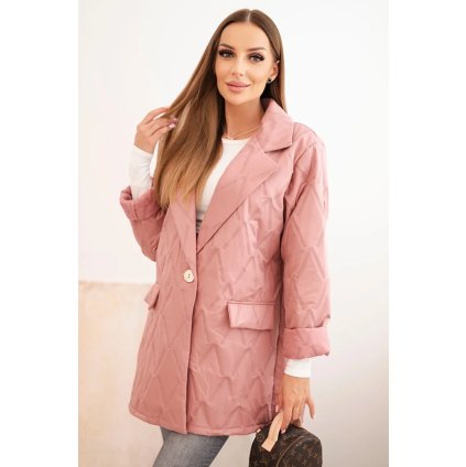 214973 damska bunda plus size prosivana s limcem a knoflikem tmave ruzova velikost uni barva ruzova tmave