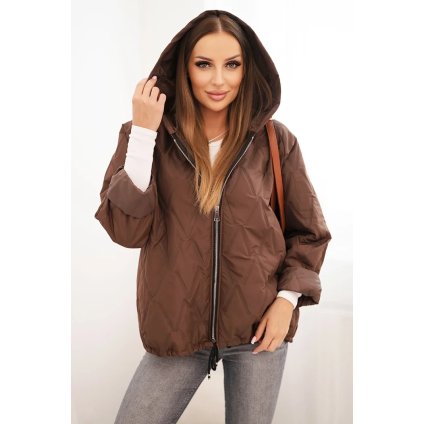 227094 damska prosivana bunda s kapuci adele velikost uni barva hneda