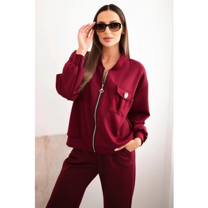 204668 4 komplet damsky z viskozy s rozepinaci mikinou a kalhotami velikost uni barva fialova