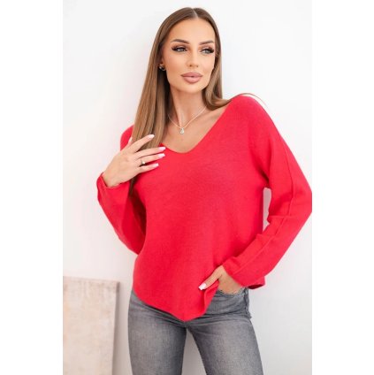 214967 damsky svetr s viskozou a vystrihem do v velikost uni barva fialova