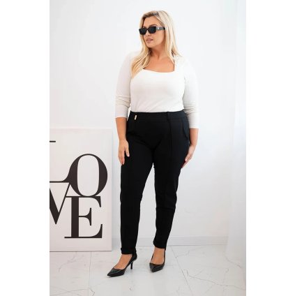 229338 damske bavlnene kalhoty 6914 plus size s elastickym pasem velikost 4xl barva cerna