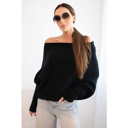 215054 damsky asymetricky batwing svetr viskozovy cerny velikost uni barva cerna