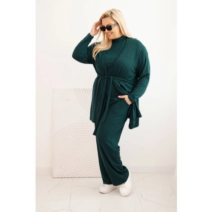 215063 damsky komplet 7050 plus size 3 dilny velikost uni barva zelena tmave