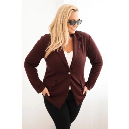 215081 damsky blejzr plus size s dlouhym rukavem a limcem velikost uni barva bordo