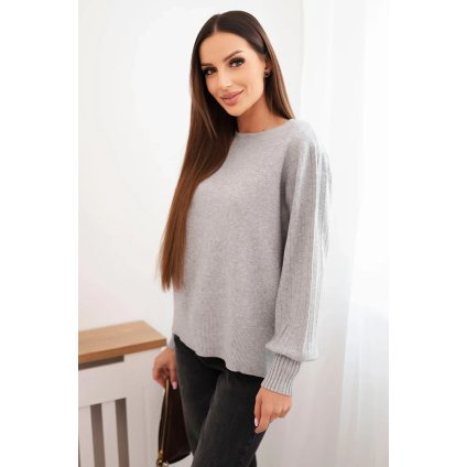 204860 damsky viskozovy svetr s dlouhym rukavem a rozparkem po stranach velikost uni barva seda