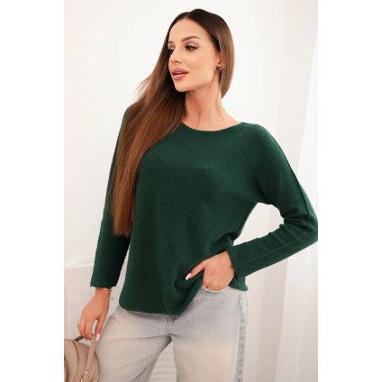215144 damsky svetr z viskozy s dlouhym rukavem a kulatym vystrihem velikost uni barva zelena tmave