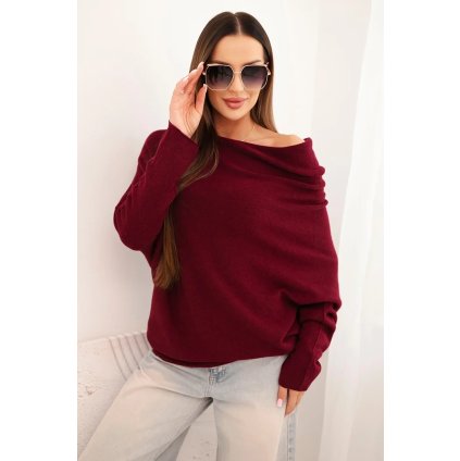 215153 damsky asymetricky batwing svetr z viskozy svestkovy velikost uni barva fialova