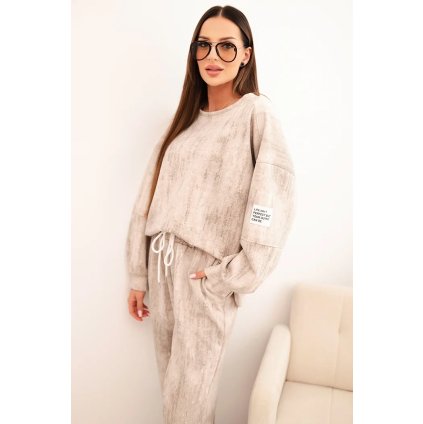 215156 damska oversize souprava art25353 z viskozy s efektem vyblednuti velikost uni barva bezova