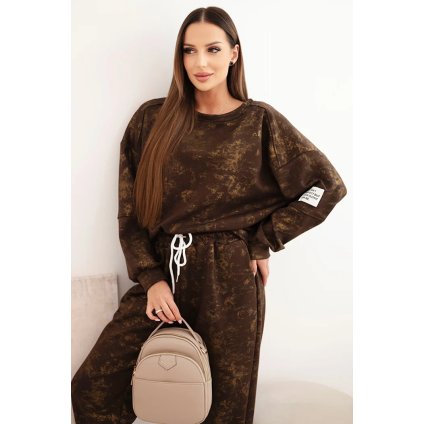 215159 damsky oversize komplet art25353 1 s prodlouzenou mikinou a se sepranym efektem velikost uni barva hneda