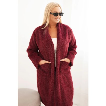215168 damsky kabat plus size 21789 z viskozy bez zapinani a s kapsami velikost uni barva fialova