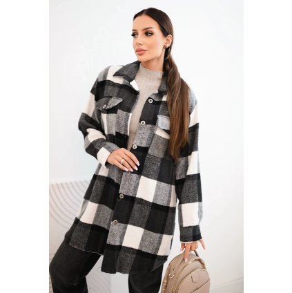 218513 damska kostkovana kosile art9007 velikost uni barva seda tmave