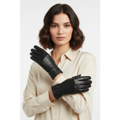 206258 4 damske kozene rukavice vivisence 7211 velikost s barva cerna