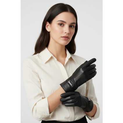 206261 8 damske kozene rukavice vivisence 7212 velikost l barva cerna