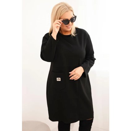 221951 damske saty 1965 plus size s kapsou a 3 4 rukavem velikost uni barva cerna