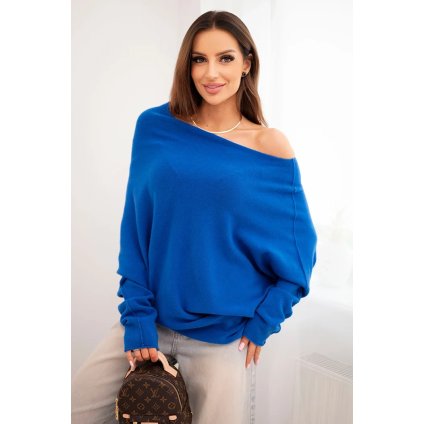 215366 damsky asymetricky batwing svetr z viskozy chaberovy velikost uni barva fialova