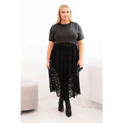218363 damske saty plus size s kratkym rukavem a krajkovym lemem velikost uni