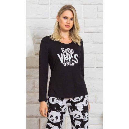 215675 damske pyzamo dlouhe good vibes barva ruzova svetle velikost m