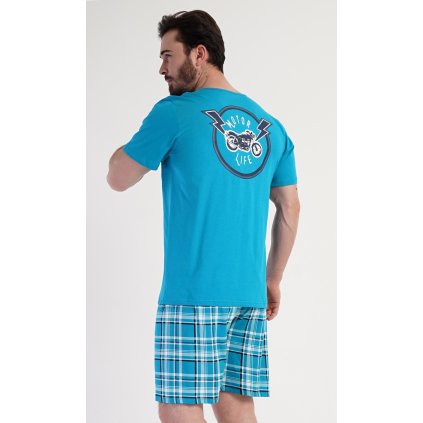 215708 panske pyzamo sortky motocycle barva tyrkysova velikost m