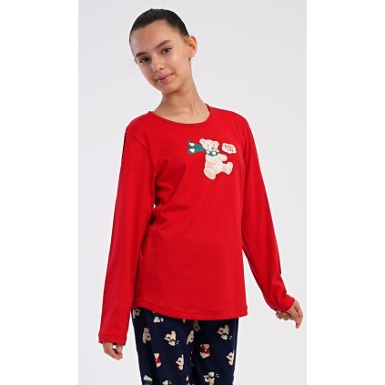 216230 detske pyzamo dlouhe meda se salou barva cervena velikost 7 8